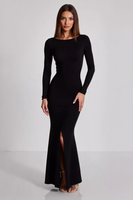 Load image into Gallery viewer, Black Sheath Boat Neck Long Formal Dress with Long Sleeves