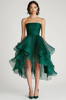 Load image into Gallery viewer, Dark Green A Line Strapless Tulle Asymmetrical Short Formal Dress