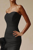 Load image into Gallery viewer, Sweetheart Mermaid Tiered Long Black Tie Dress
