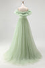 Load image into Gallery viewer, Dusty Sage A Line Tulle Long Formal Dress with Ruffles