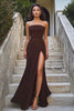 Load image into Gallery viewer, Coffee Sheath Strapless Long Formal Dress with Slit