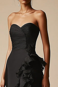 Mermaid Sweetheart Tiered Long Black Tie Dress