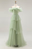 Load image into Gallery viewer, Dusty Sage Tulle Ball Gown Maxi Formal Dress with Ruffles