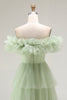 Load image into Gallery viewer, Dusty Sage Tulle Ball Gown Maxi Formal Dress with Ruffles