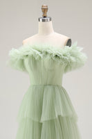 Load image into Gallery viewer, Dusty Sage Tulle Ball Gown Maxi Formal Dress with Ruffles