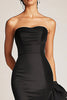 Load image into Gallery viewer, Satin Mermaid Long Black Tie Dress with Ruffles