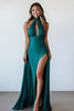 Load image into Gallery viewer, Dark Green Sheath Keyhole Long Formal Dress with Slit