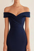 Load image into Gallery viewer, Navy Off the Shoulder Satin Mermaid Long Formal Dress