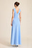 Load image into Gallery viewer, Sky Blue Sheath Sleeveless Long Formal Dress with 3D Flowers