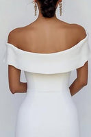 Load image into Gallery viewer, White Sheath Satin Off the Shoulder Mini Graduation Dress with Bowknot