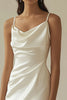Load image into Gallery viewer, White Sheath Satin V-Neck Spaghetti Straps Mini Graduation Dress