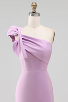 Load image into Gallery viewer, Plus Size White Satin One Shoulder Short Dress with Bow