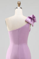 Load image into Gallery viewer, Plus Size White Satin One Shoulder Short Dress with Bow