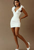 Load image into Gallery viewer, White Sheath Satin V-Neck Graduation Dress with Ruffles