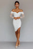 Load image into Gallery viewer, White Satin Bodycon Off the Shoulder Graduation Dress