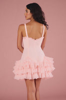 Load image into Gallery viewer, Pink Sheath Sweetheart Graduation Dress with Ruffles