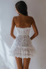 Load image into Gallery viewer, White Lace A Line Strapless Mini Graduation Dress