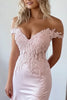 Load image into Gallery viewer, Pink Sheath Satin V-Neck Long Prom Dress with Slit