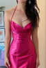 Load image into Gallery viewer, Fuchsia Satin Mermaid V-Neck Long Prom Dress