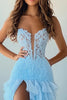 Load image into Gallery viewer, Sky Blue Chiffon A Line V-Neck Long Prom Dress with Slit