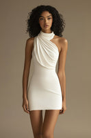 Load image into Gallery viewer, Sleeveless Sheath Ruched Little White Dress