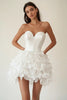 Load image into Gallery viewer, Satin Strapless Sweetheart Tiered A Line Little White Dress