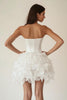 Load image into Gallery viewer, Satin Strapless Sweetheart Tiered A Line Little White Dress