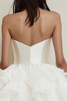 Load image into Gallery viewer, Satin Tiered Strapless A Line Little White Dress