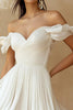 Load image into Gallery viewer, Chiffon Pleated A Line Off the Shoulder Little White Dress with Ruffles