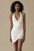 Load image into Gallery viewer, Sheath Chiffon V-Neck Ruched Little White Dress