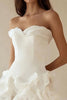 Load image into Gallery viewer, A Line Strapless Tiered Strapless Little White Dress