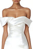Load image into Gallery viewer, Satin Ruched Off the Shoulder Sheath Little White Dress