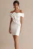 Load image into Gallery viewer, Sheath Ruffled Off the Shoulder Little White Dress
