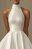 Load image into Gallery viewer, A Line Satin Sleeveless Little White Dress