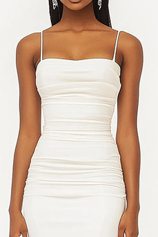 White Satin Mermaid Long Graduation Dress