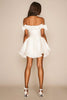 Load image into Gallery viewer, White A Line Off the Shoulder Ruffled Satin Graduation Dress