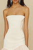 Load image into Gallery viewer, White Strapless Bodycon Satin Asymmetrical Graduation Dress