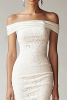 Load image into Gallery viewer, White Lace Asymmetrical Bodycon Graduation Dress with Fringes