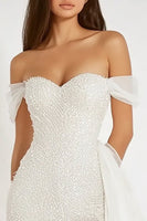 Load image into Gallery viewer, White Sparkly Bodycon Sequins Asymmetrical Graduation Dress with Ruffles