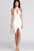 Load image into Gallery viewer, White Bodycon Satin Keyhole Asymmetrical Graduation Dress