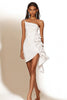 Load image into Gallery viewer, White Asymmetrical Bodycon One Shoulder Graduation Dress with Ruffles
