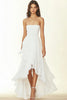Load image into Gallery viewer, White A Line Chiffon Ruffled Asymmetrical High Low Graduation Dress