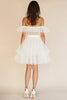 Load image into Gallery viewer, White Ruffled A Line Off the Shoulder Tulle Graduation Dress