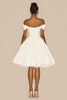 Load image into Gallery viewer, White Satin A Line Ruched Off the Shoulder Graduation Dress