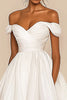 Load image into Gallery viewer, White A Line Chiffon Pleated Off the Shoulder Graduation Dress