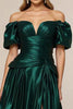 Load image into Gallery viewer, Dark Green A Line Pleated Tiered Long Prom Dress with Slit