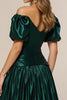 Load image into Gallery viewer, Dark Green A Line Pleated Tiered Long Prom Dress with Slit