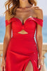 Load image into Gallery viewer, Red Sheath Satin Cut-Out Long Prom Dress with Slit