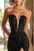 Load image into Gallery viewer, Sparkly Black Sequins Mermaid Long Prom Dress with Slit