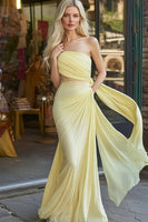 Load image into Gallery viewer, Daffodil Sheath Chiffon Cut-Out Long Prom Dress with Sash